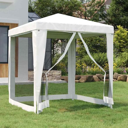 vidaXL - Partytent - met - 4 - mesh - zijwanden - 2x2 - m - wit