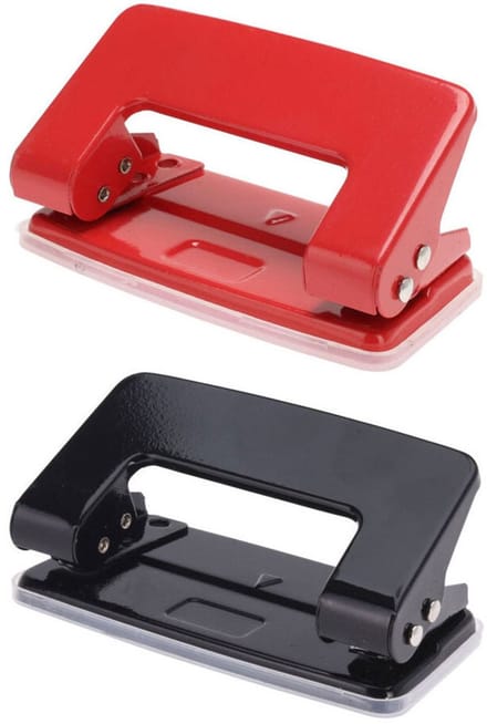 Perforator Klein 2-gaats — Rood, compact bureauperforator