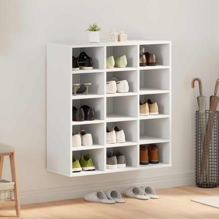 vidaXL - Schoenenkast - 77,5 - x - 30 - x - 83,5 - cm - Bewerkt - hout - Wit