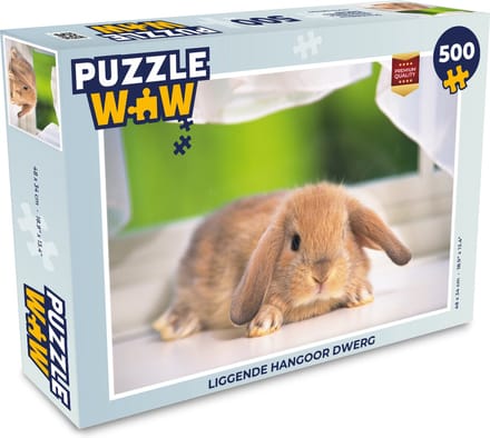 Puzzel Liggende hangoor dwerg - Legpuzzel - Puzzel 500 stukjes