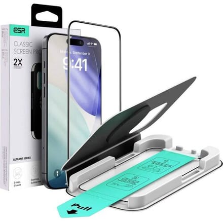 ESR Classic UltraFit Screenprotector iPhone 17 en 16 Pro – 9H Gehard Glas met Montageframe – Transparant
