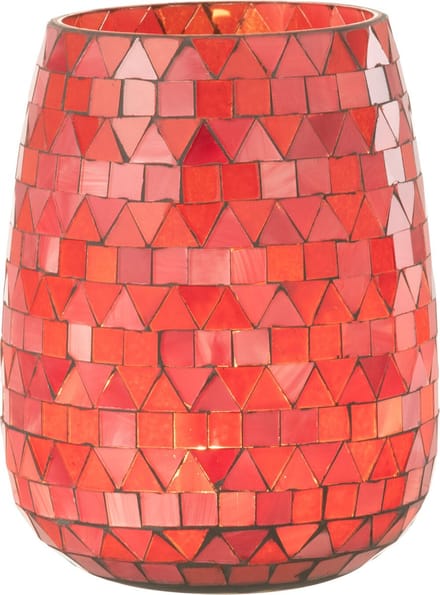 J-Line windlicht Mozaiek Driehoek - glas - rood/roze - medium