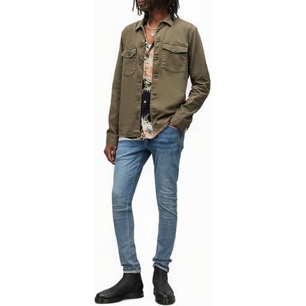 AllSaints Cigarette Light Indigo Maat: W38L30 | Slim Jeans Outlet | Heren | Blauw
