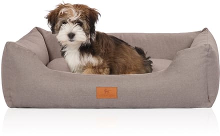 Knuffelwuff Hondenbed Lotte van velours met fijn handgeweven karakter Lightgrijs