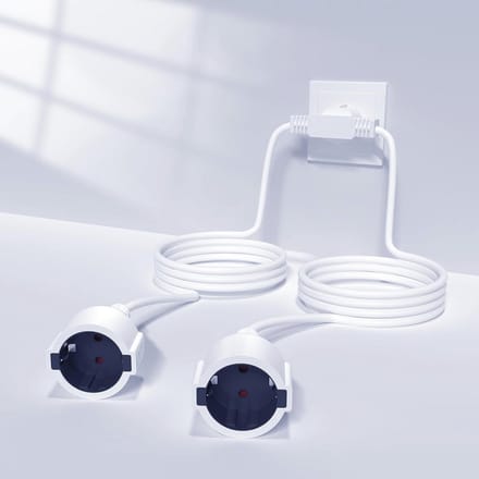 Dubbele Stekker - Verlengadapter - Apparaten Aansluiten - Dubbele Uitgang - 2 Meter - Wit