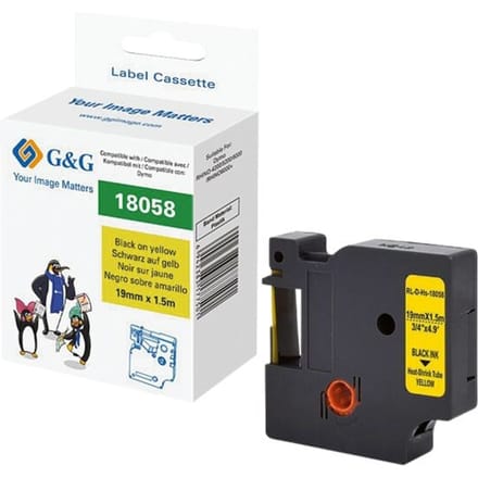 G&G Labeltape Polyolefine Tapekleur: Geel Tekstkleur: Zwart 19 mm 1.5 m