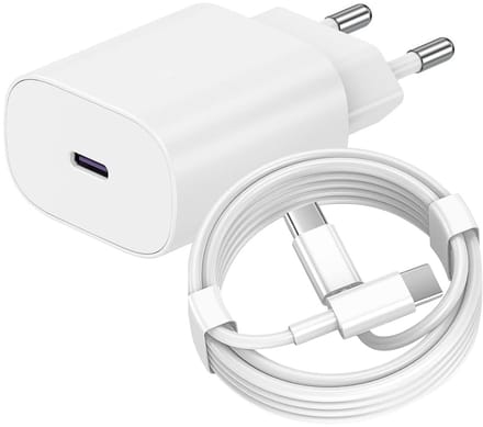 USB C Snellader 25W + USB-C Kabel 2M - Oplader - USB-C Lader - Wit