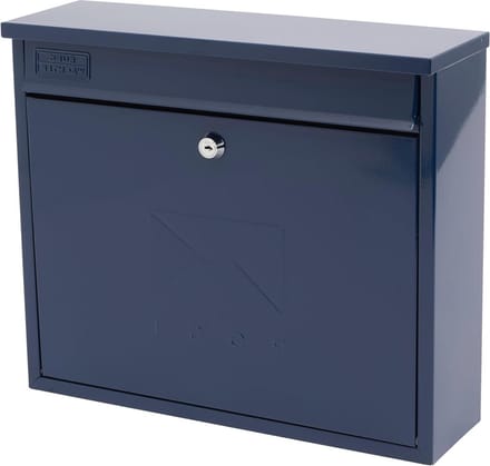 Midnight Blue Elegance Wall Mounted Galvanized Steel Lockable Weatherproof Mailbox - 36x31x10cm - Large Capacity