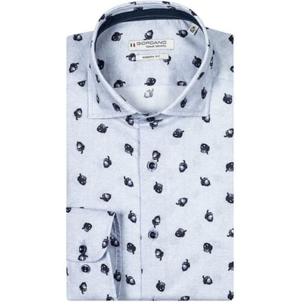 Giordano Overhemd Row Acorn Pattern Soft Handfeel Licht Blauw / male