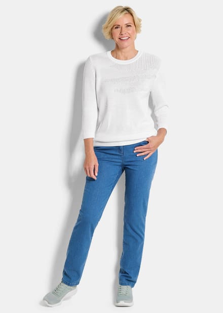 Tricot pullover van puur katoen - gebroken wit - Gr. 24 van Goldner Fashion