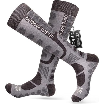 OutdoorMaster 2 paar compressie skisokken van merinowol diepgrijs M