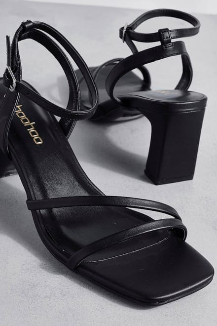 boohoo Dames Basic Low 2 Part Heels | Zwart | Maat: 40
