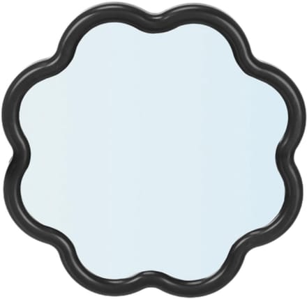 Giftdecor Spiegel flower - zwart - 40 x 40 cm - bloem vorm - wandspiegel