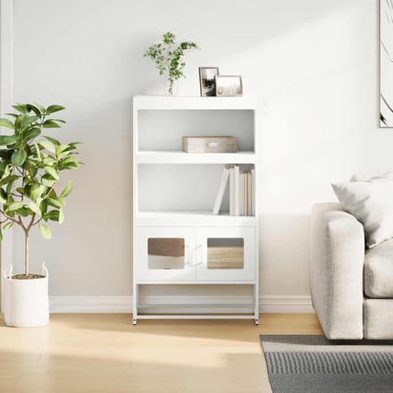 vidaXL - Hoge - kast - 68x39x123 - cm - staal - wit
