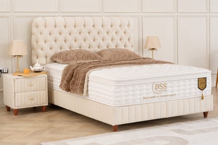 BSS Bedding Fluffy Sydney - Boxspring - Boxspring met Opbergruimte - Inclusief Dekbed - 140x200 - Beige