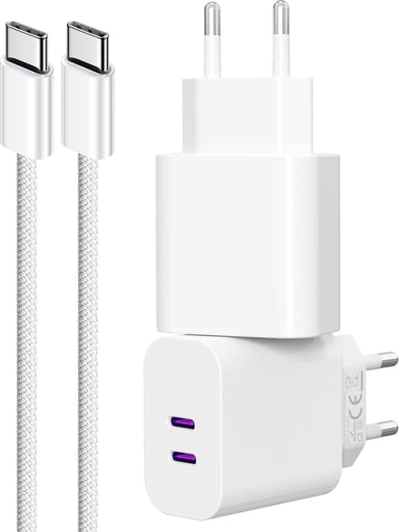 40w usb C Snellader + usb C naar usb C Kabel - Usb C oplader - Dubbele usb C stekker - Oplaadstekker telefoon tablet laptop e-reader