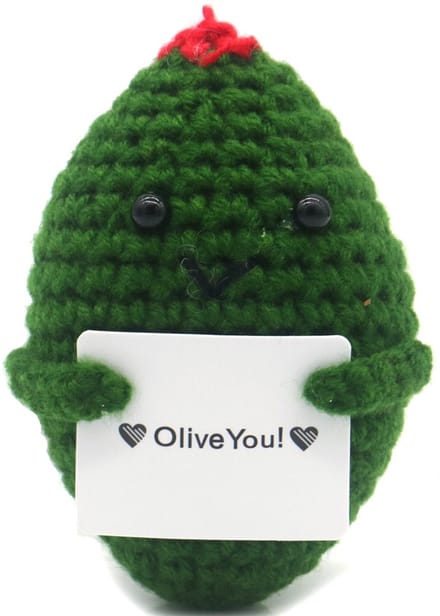 Positive Olive - Gehaakt poppetje - Positieve cadeautjes - 9cm