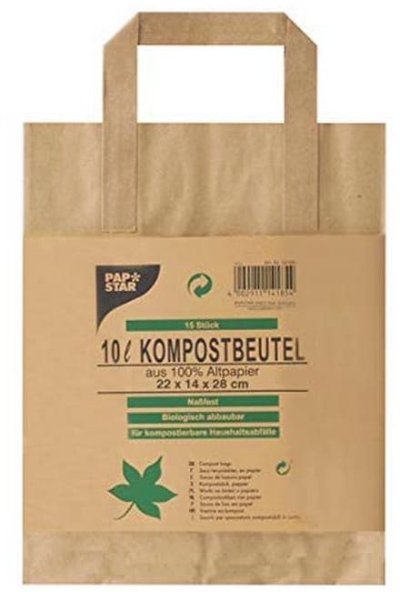 Compostzakken van papier met handvat - 10 liter - biologisch afbreekbaar