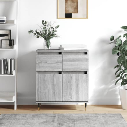 vidaXL - Dressoir - 60x35x70 - cm - bewerkt - hout - grijs - sonoma - eikenkleurig