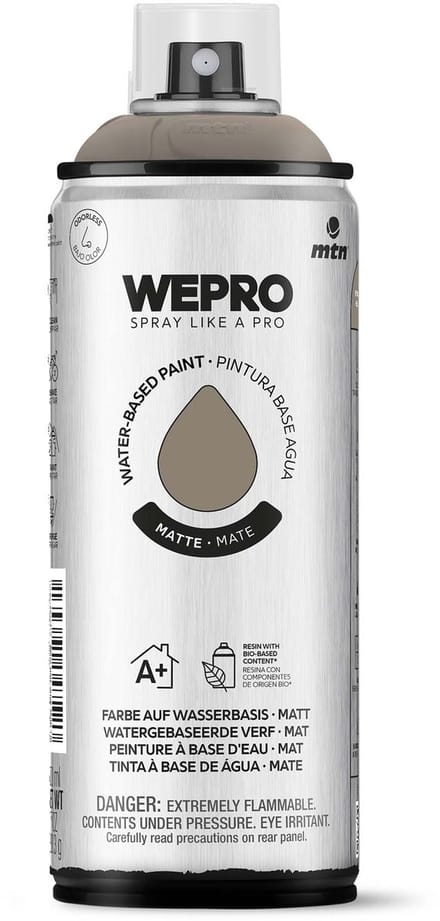Spuitbus Grijs Brooklyn Mat MTN WEPRO WATER-BASED PAINT 400ML