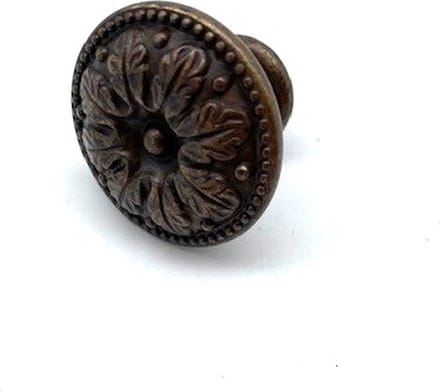 Knop Brons Antiek rond Eikenbladeren 20mm