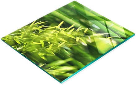 Keuken serveerplank van gehard glas met bamboe-afbeeldingen, 60x52 cm