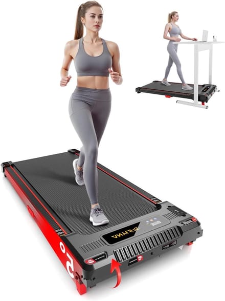 Loopband Bureau - Loopmat Helling - Thuiswerken Fitness - Stille Motor - 150kg Capaciteit - Rood