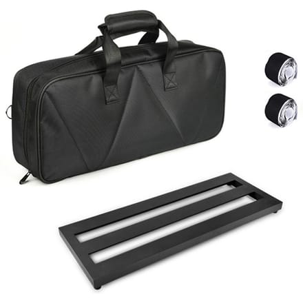 Pédalier d'effet de guitare de taille moyenne en alliage d'aluminium 19,7 x 7,5 pouces avec sac de transport Medium Size noir