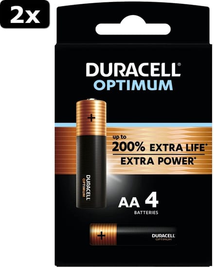 2x Duracell Alka Optimum Aa X4