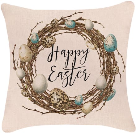 Decoratieve Wielkanocna Kussensloop - Paas Kranspatroon - Beige - 45x45cm