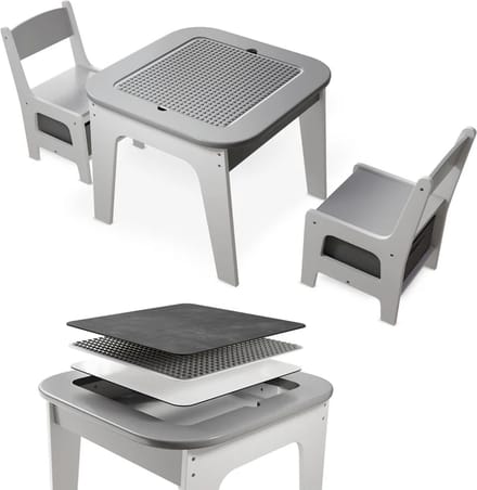 Kinderzitgroep Milou - Met 2 stoelen en 1 tafel - Grijs