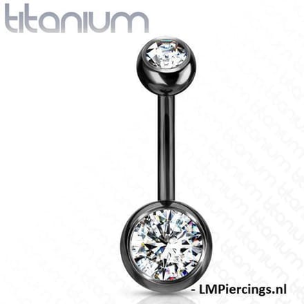 Piercing titanium steen 1.6x10x8 - zwart - LMPiercings