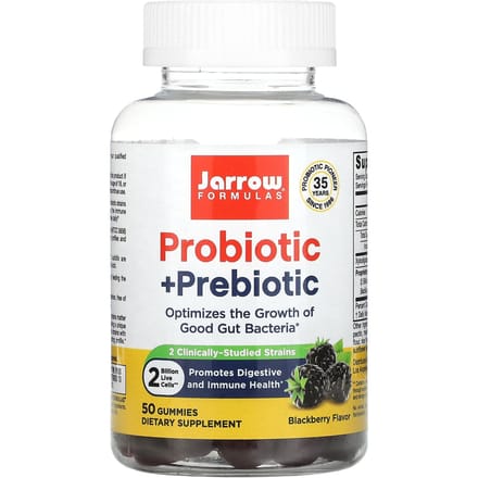 Jarrow Formulas, probiotica + prebiotica, bramensmaak, 2 miljard, 50 gummies