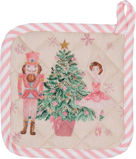 Clayre & Eef Pannenlap Kind 16x16 cm Beige Roze Katoen Notenkraker
