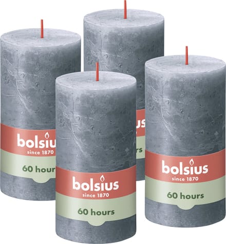 Bolsius - Rustieke Kaars - 4 Stuks Donker Blauw - Slate Blue - 13cm