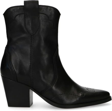 Manfield - Dames - Zwarte leren cowboylaarzen - Maat 42