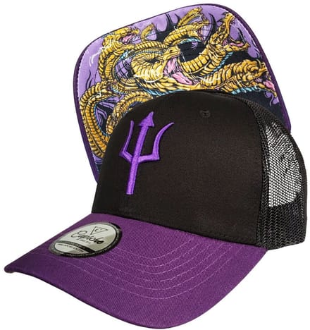 Capiche® Trucker Pet – Hydra – Zwart & Paars – Verstelbaar met Druksluiting – Trucker Pet Mannen