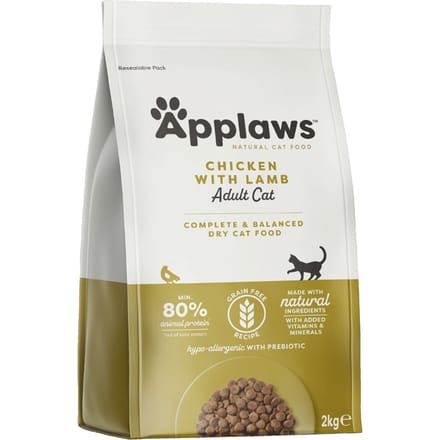 2kg Adult Kip met Lam + 6x156g Kippenborst & Kaas Applaws Droog- en Natvoer Kattenvoer