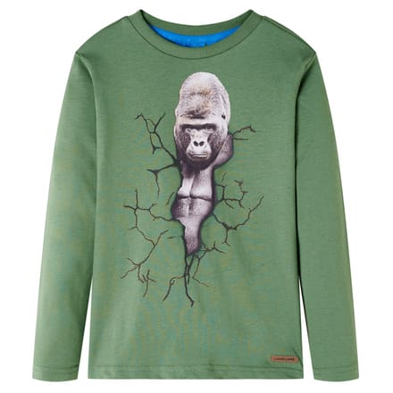 vidaXL - Kindershirt - met - lange - mouwen - 104 - lichtkakikleurig