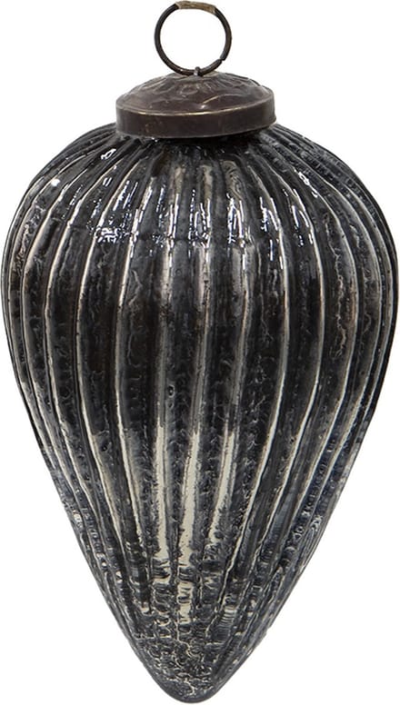 Clayre & Eef Kerstbal Overig Ø 9 cm Zwart Zilverkleurig Glas Kerstballen