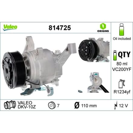 Airco-compressor VALEO ORIGINS - NEW O.E. TECHNOLOGIE VALEO 814725