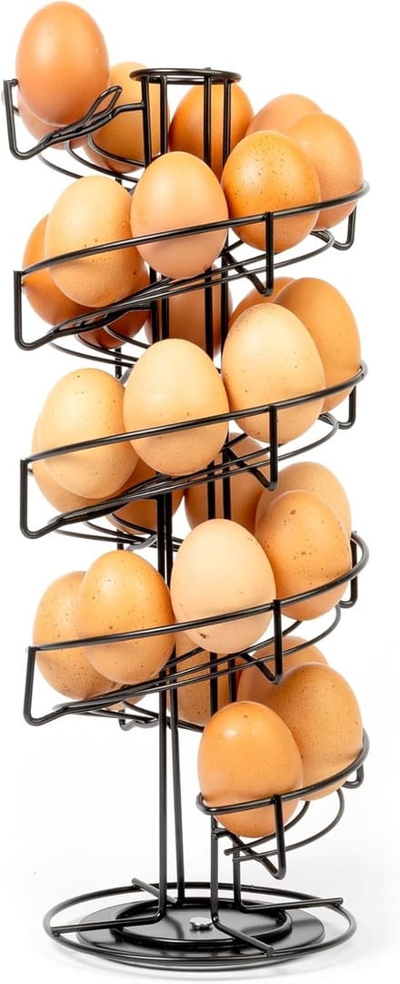 Eierhouder - Eierrek - Keuken organiseren - Spiraalvormig roterend - Max 32 eieren - Zwart