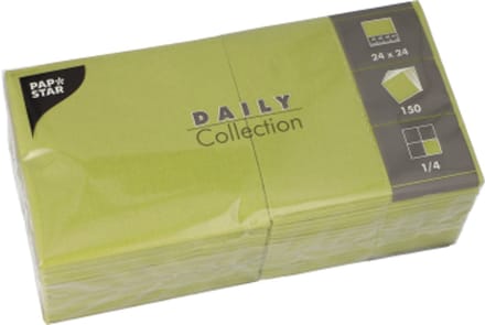 150 Servetten DAILY Collection 1/4 vouw 24 cm x 24 cm olijfgroen