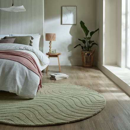 Flycarpets Rond Wollen Vloerkleed Mesmerize - Abstract - Sage / Groen 160cm rond Ø