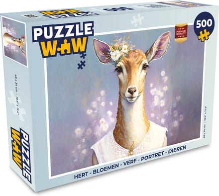 Puzzel Hert - Bloemen - Verf - Portret - Dieren - Legpuzzel - Puzzel 500 stukjes