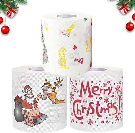 Grappig Drieluik Toiletpapier met Kerstprint - Feestelijk WC-Papier