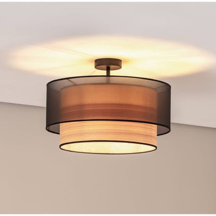 Euluna plafondlamp Cedrik, organza zwart, essenfineer