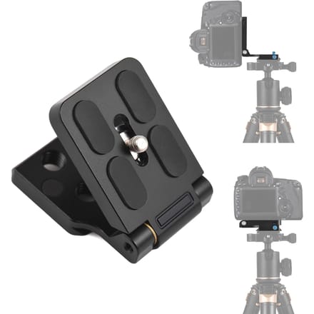 Plaque de fixation rapide pliable en forme de L Support de caméra en L en alliage d'aluminium Commutation horizontale verticale Small black