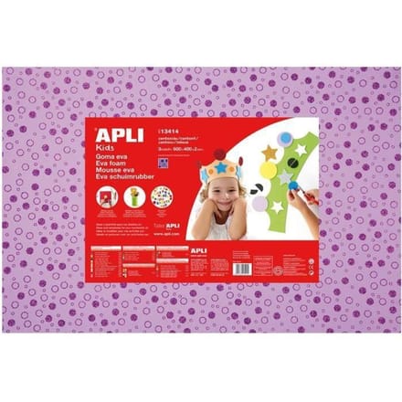 APLI Pochette 1 feuille de mousse caoutchouc - Lilas imprimée rond Violets paars