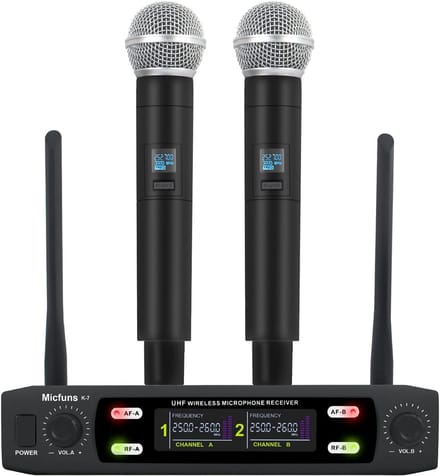 Draadloos Professioneel Tweekanaals Microfoonsysteem VHF 100m Bereik voor Feest en Presentatie